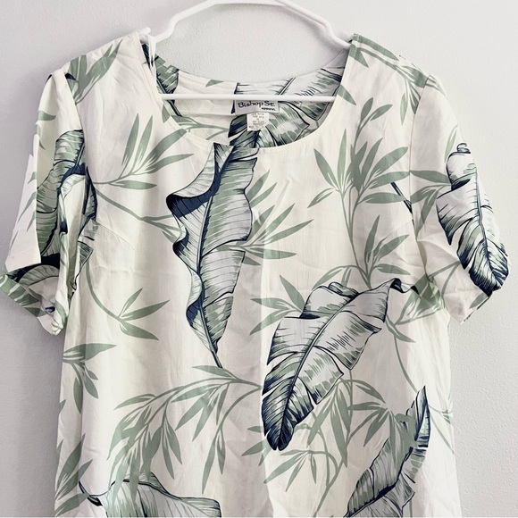 Bishop St Apparel Aloha Dress Made in Hawaii Midi Tropical Leaves Green L - Picture 4 of 7